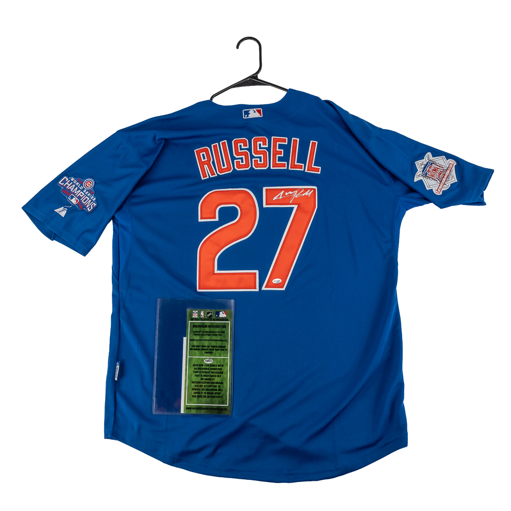 (2) Addison Russell Autographed Cubs Jerseys w COA