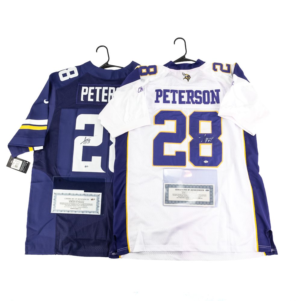 (2)Adrian Peterson Autographed Viking Jerseys COA