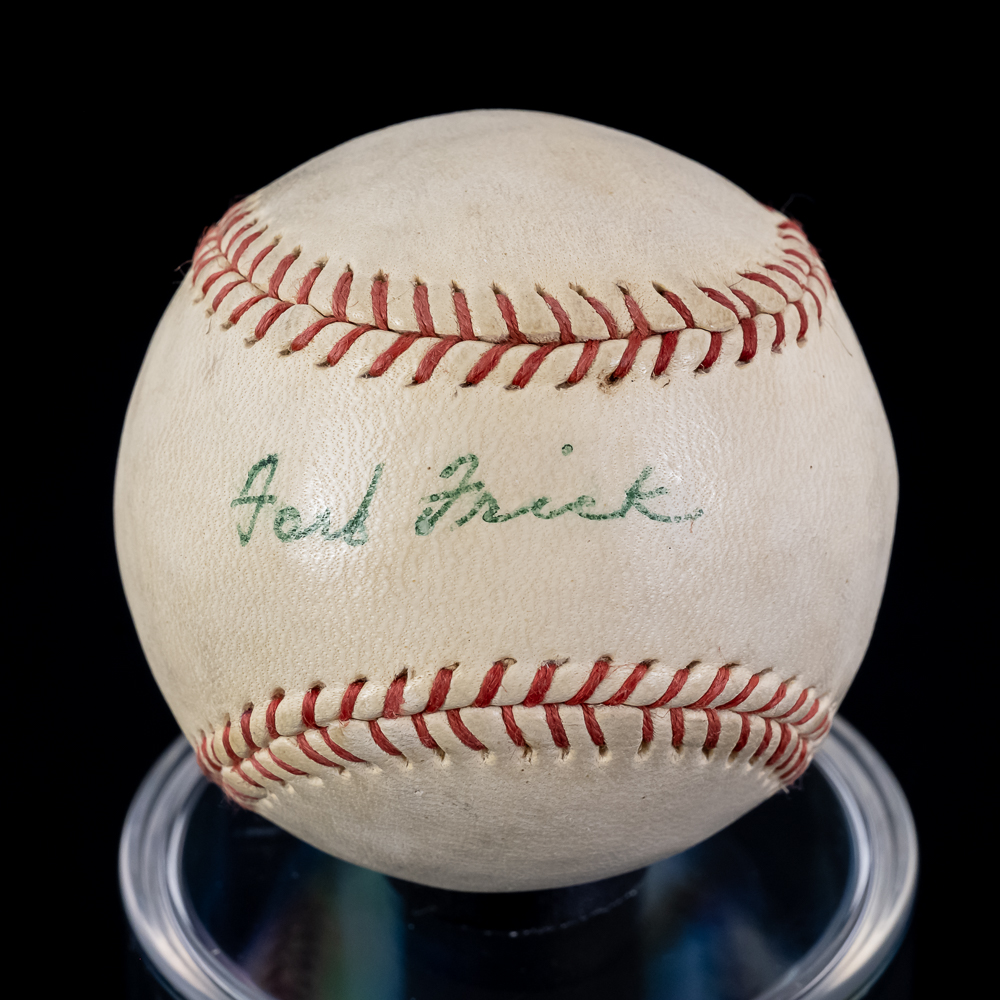 Ford Frick AUTOGRAPHED City League Baseball w COA