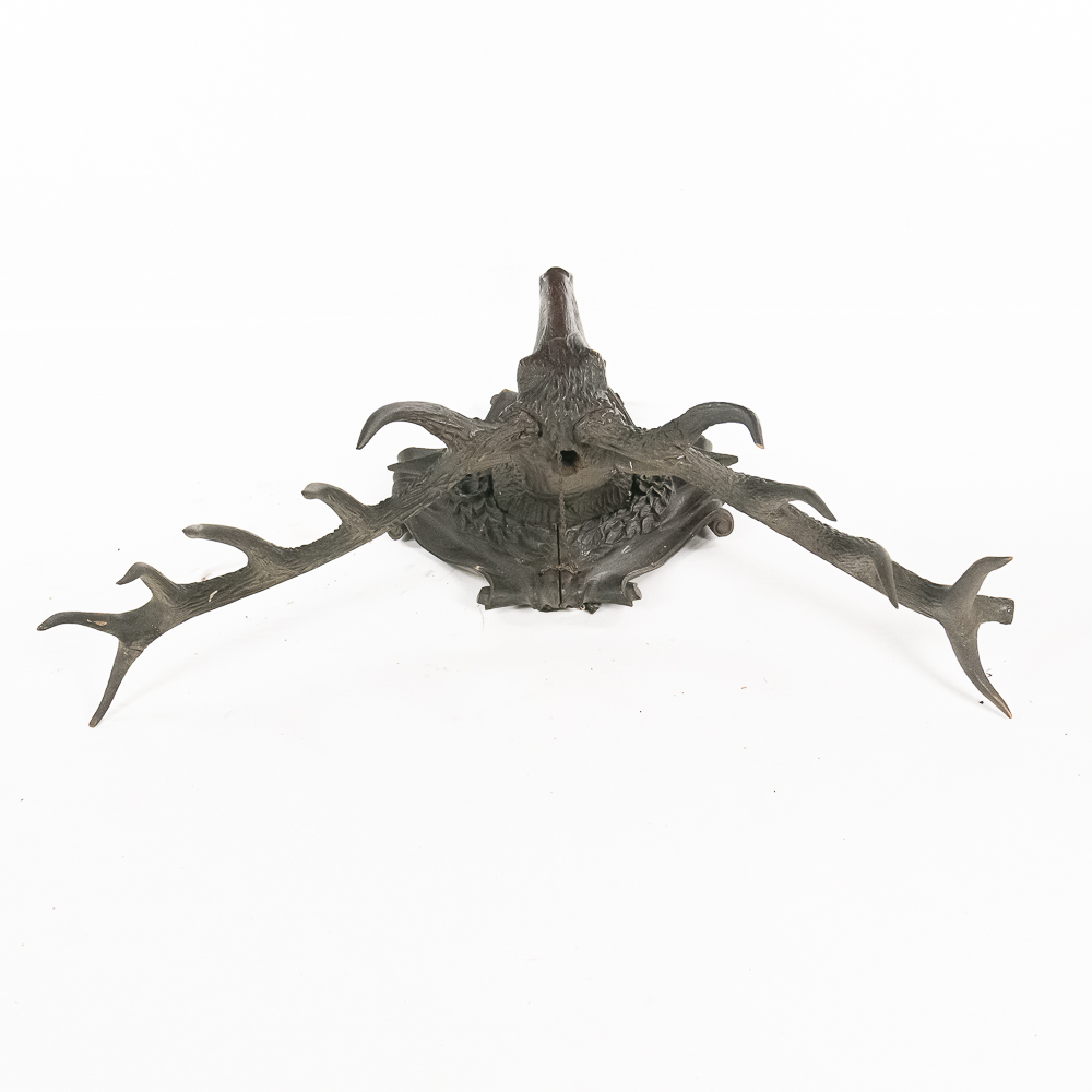 Carved Wood Black Forest Stag Head