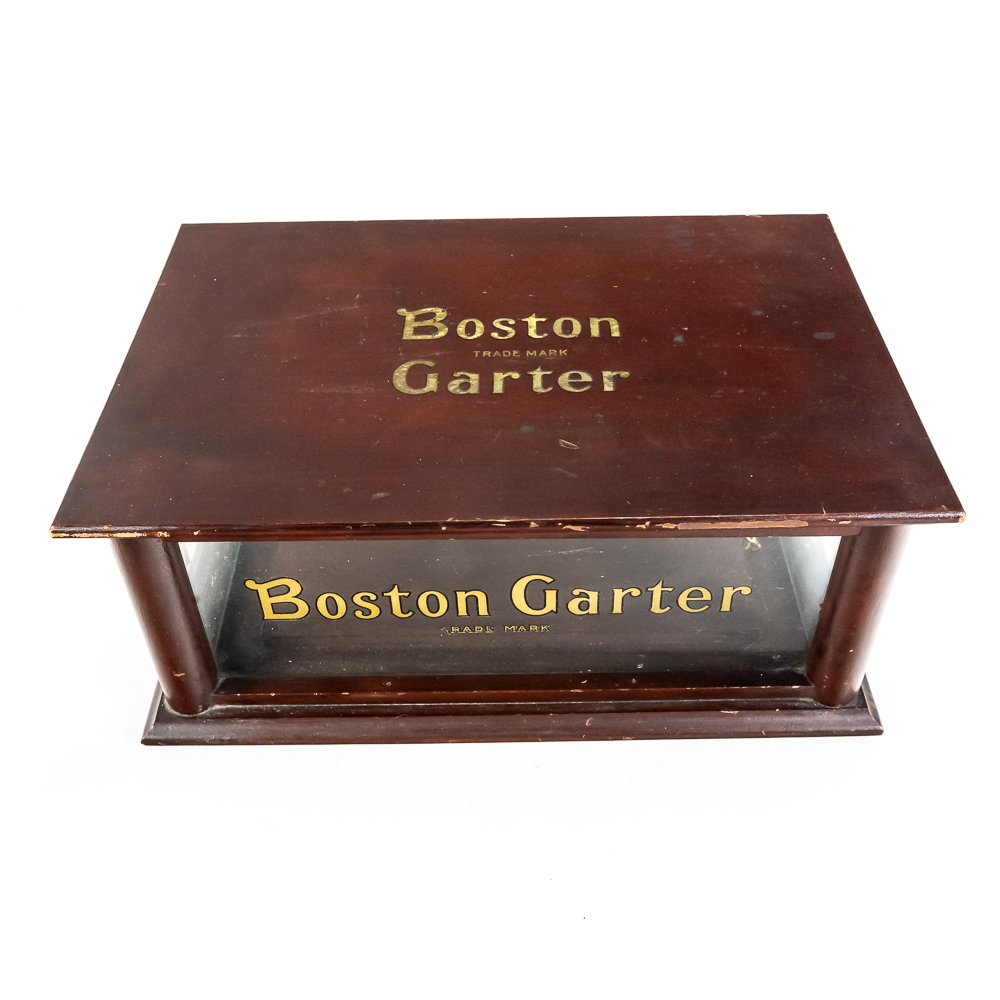 Antique Boston Garter Wood/Glass Counter Display