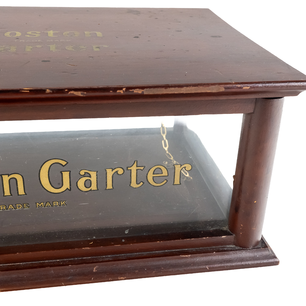 Antique Boston Garter Wood/Glass Counter Display