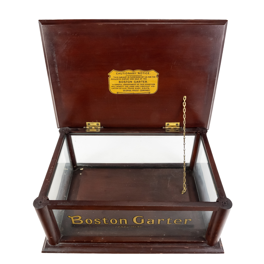 Antique Boston Garter Wood/Glass Counter Display