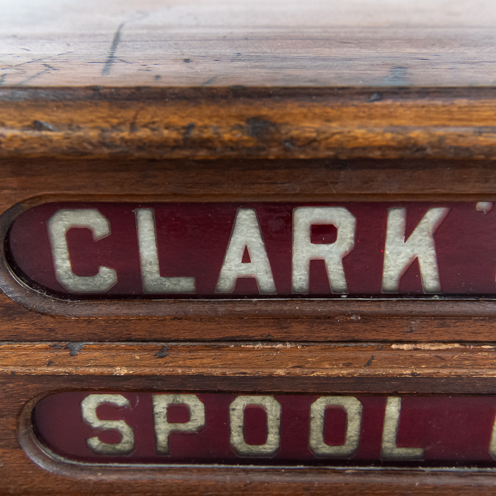 Antique Clark's 2-Drawer Spool Display Cabinet