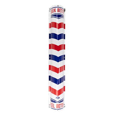 Vintage Curved Porcelain Barber Pole Sign, manufactured by the William Marvy Co, St. Paul, MN 