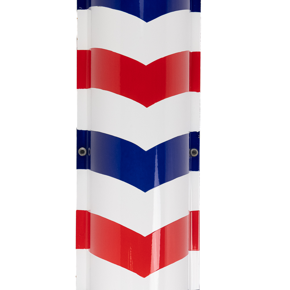 Vintage Curved Porcelain Barber Pole Sign