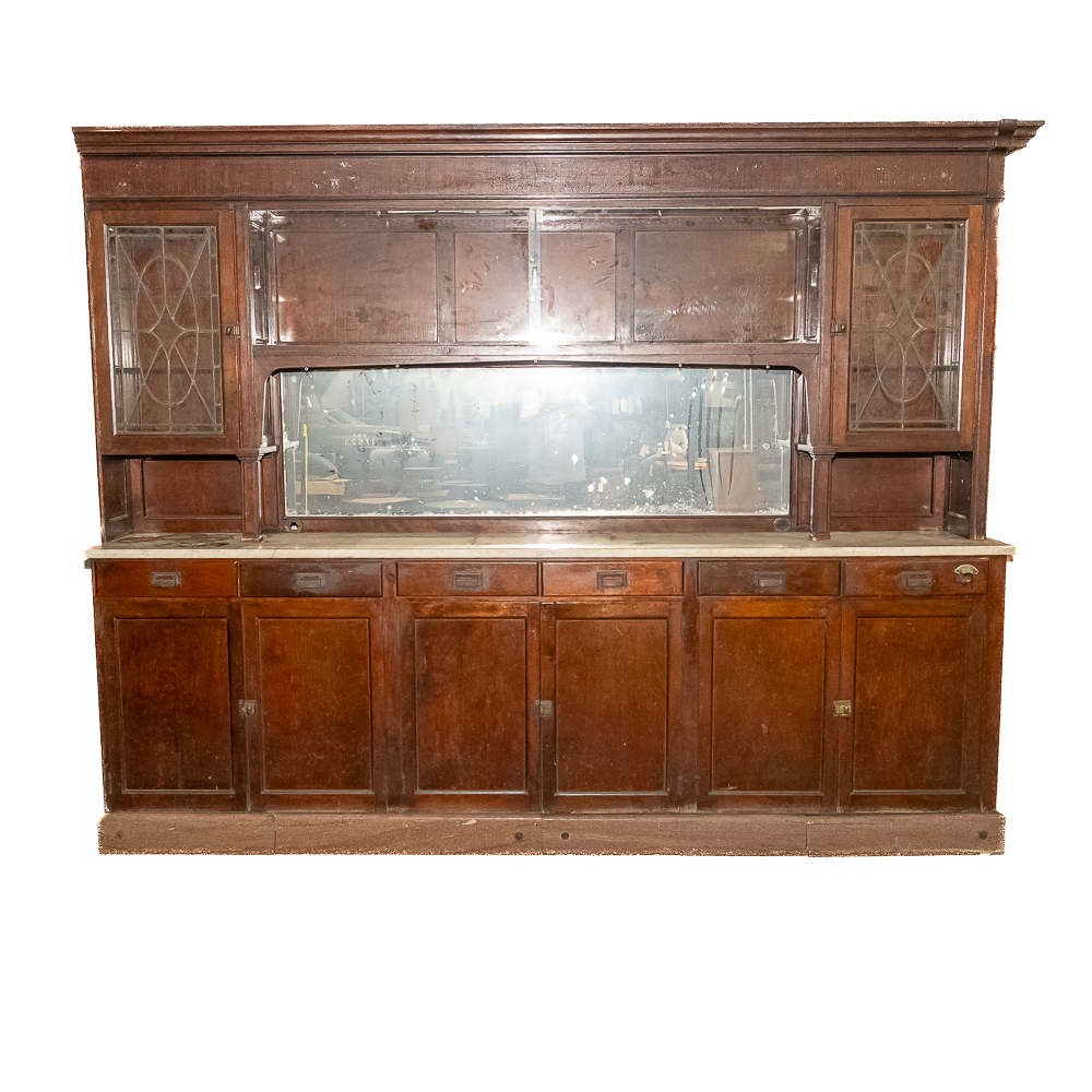 Vintage 122" Marble Top Bar Back