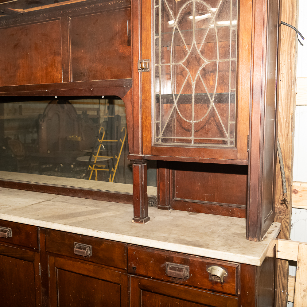 Vintage 122" Marble Top Bar Back