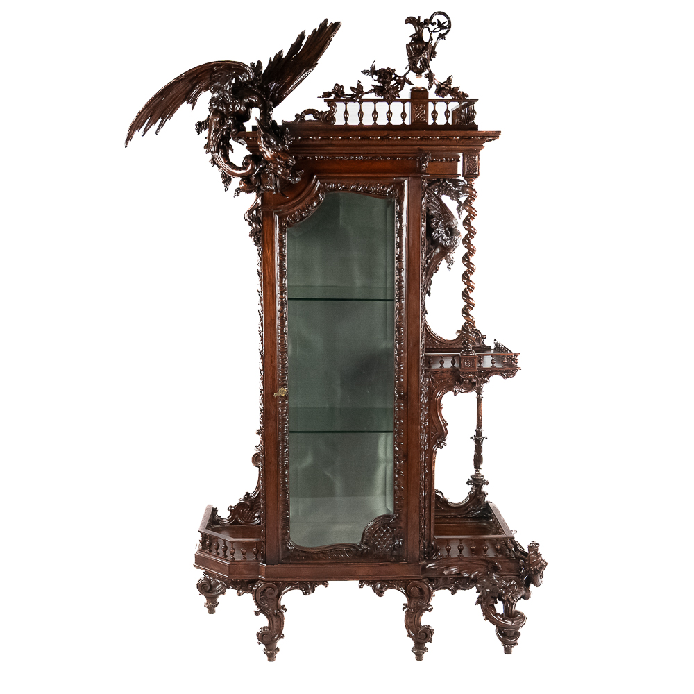 Ornately Hand-Carved Dragon Cabinet w/Shelves