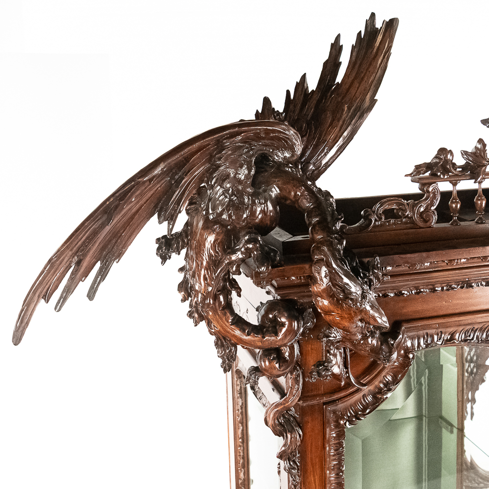 Ornately Hand-Carved Dragon Cabinet w/Shelves