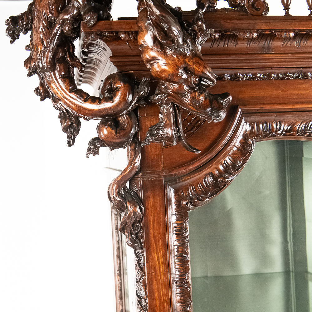 Ornately Hand-Carved Dragon Cabinet w/Shelves