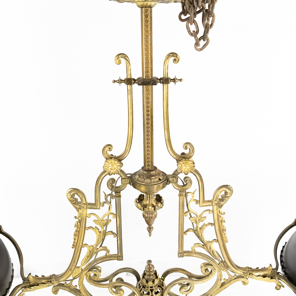 Large Brass 2 Arm Bar / Pool Table Light Fixture