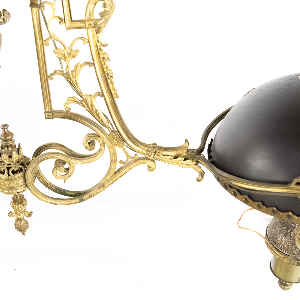 Large Brass 2 Arm Bar / Pool Table Light Fixture