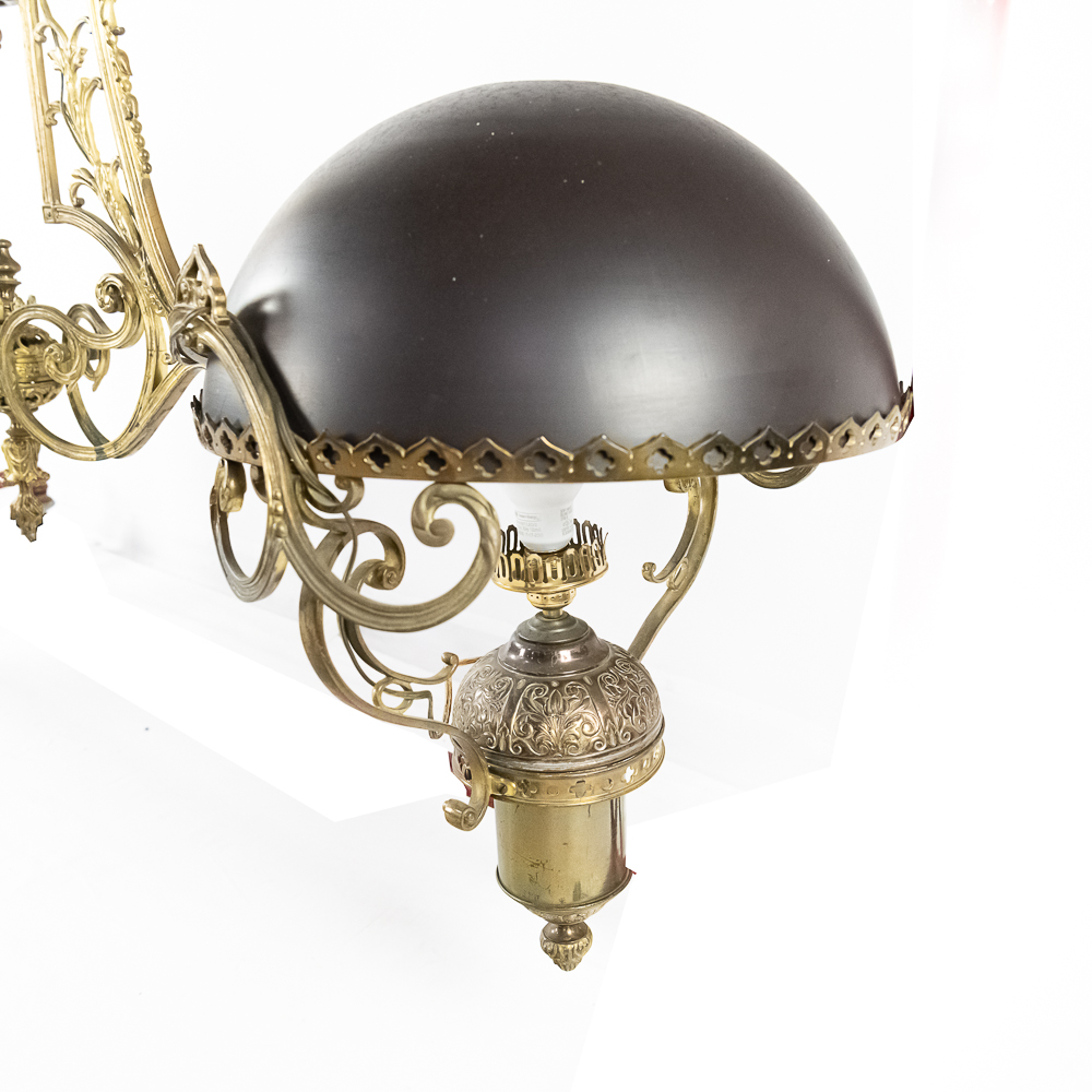 Large Brass 2 Arm Bar / Pool Table Light Fixture