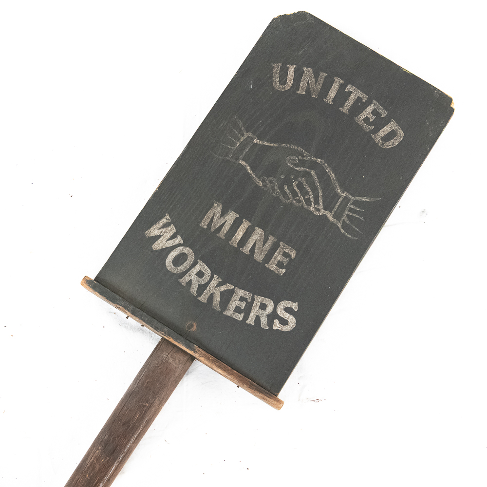 Vintage United Mine Workers Pick Axe & Shovel Sign
