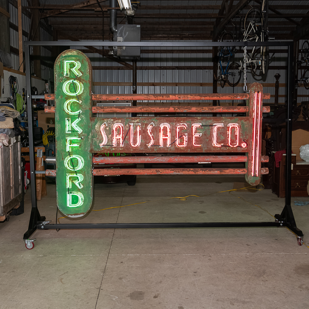 Vintage 9' Rockford Sausage Co DS Neon Sign