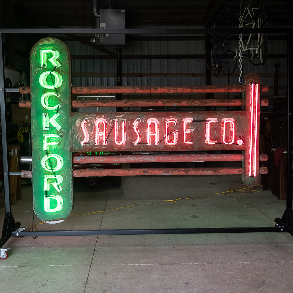 Vintage 9' Rockford Sausage Co DS Neon Sign