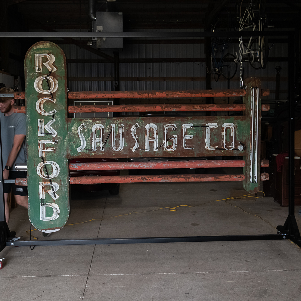 Vintage 9' Rockford Sausage Co DS Neon Sign