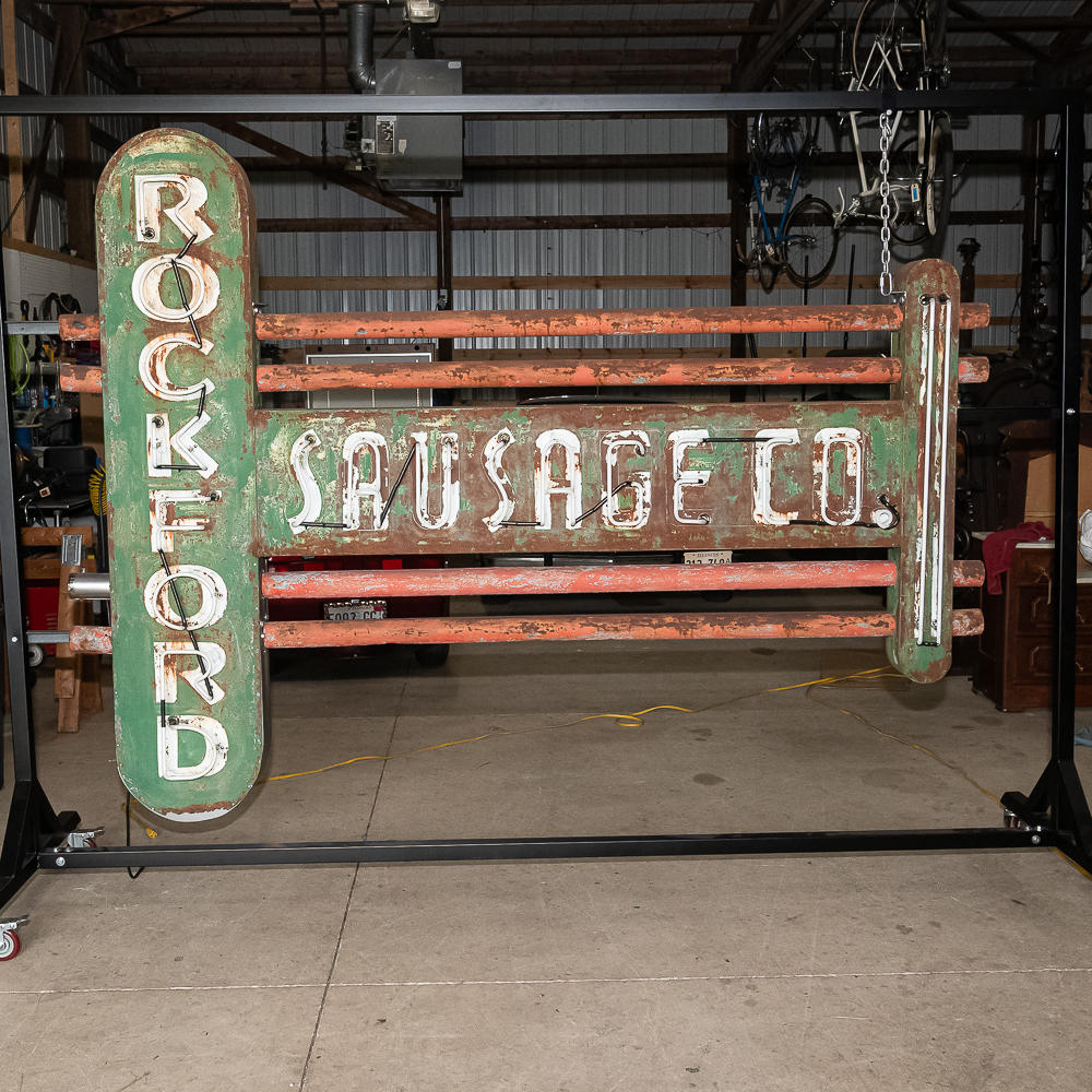 Vintage 9' Rockford Sausage Co DS Neon Sign