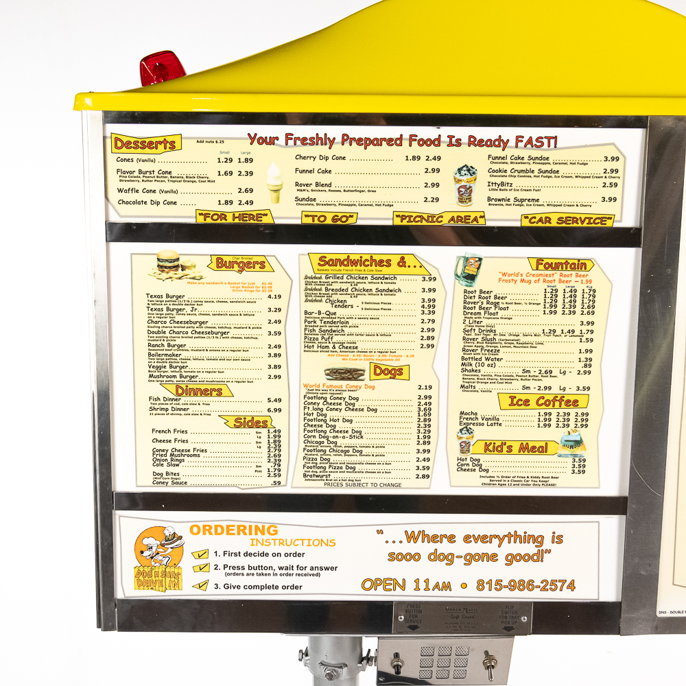 Dog & Suds Drive-Up Lighted Menu Advertising Sign