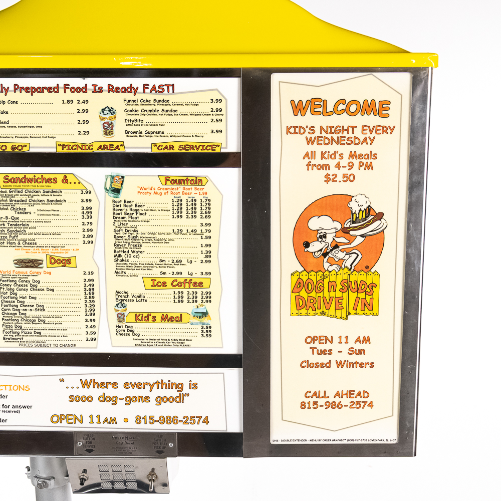 Dog & Suds Drive-Up Lighted Menu Advertising Sign