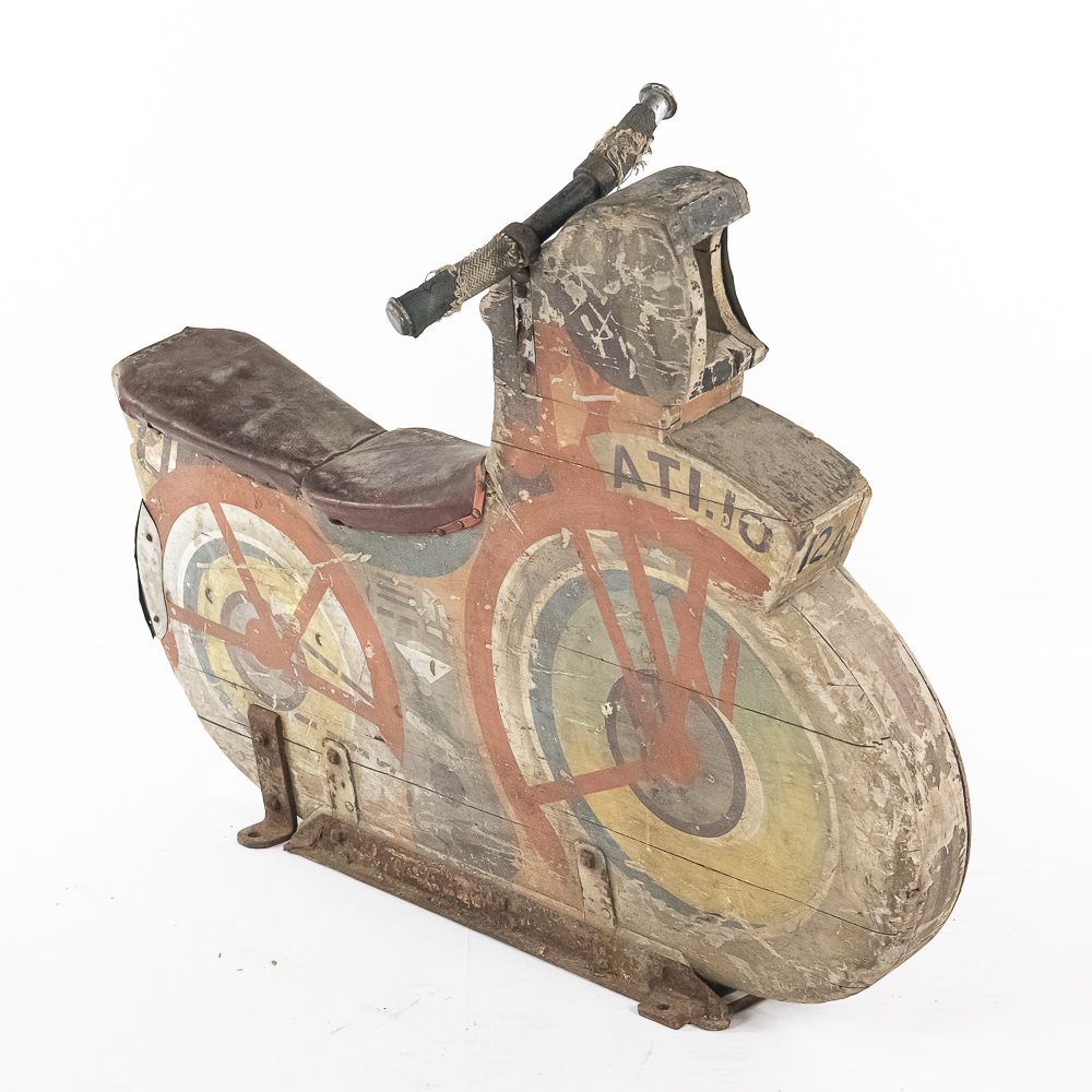 Vintage Wooden Carousel Motorcycle