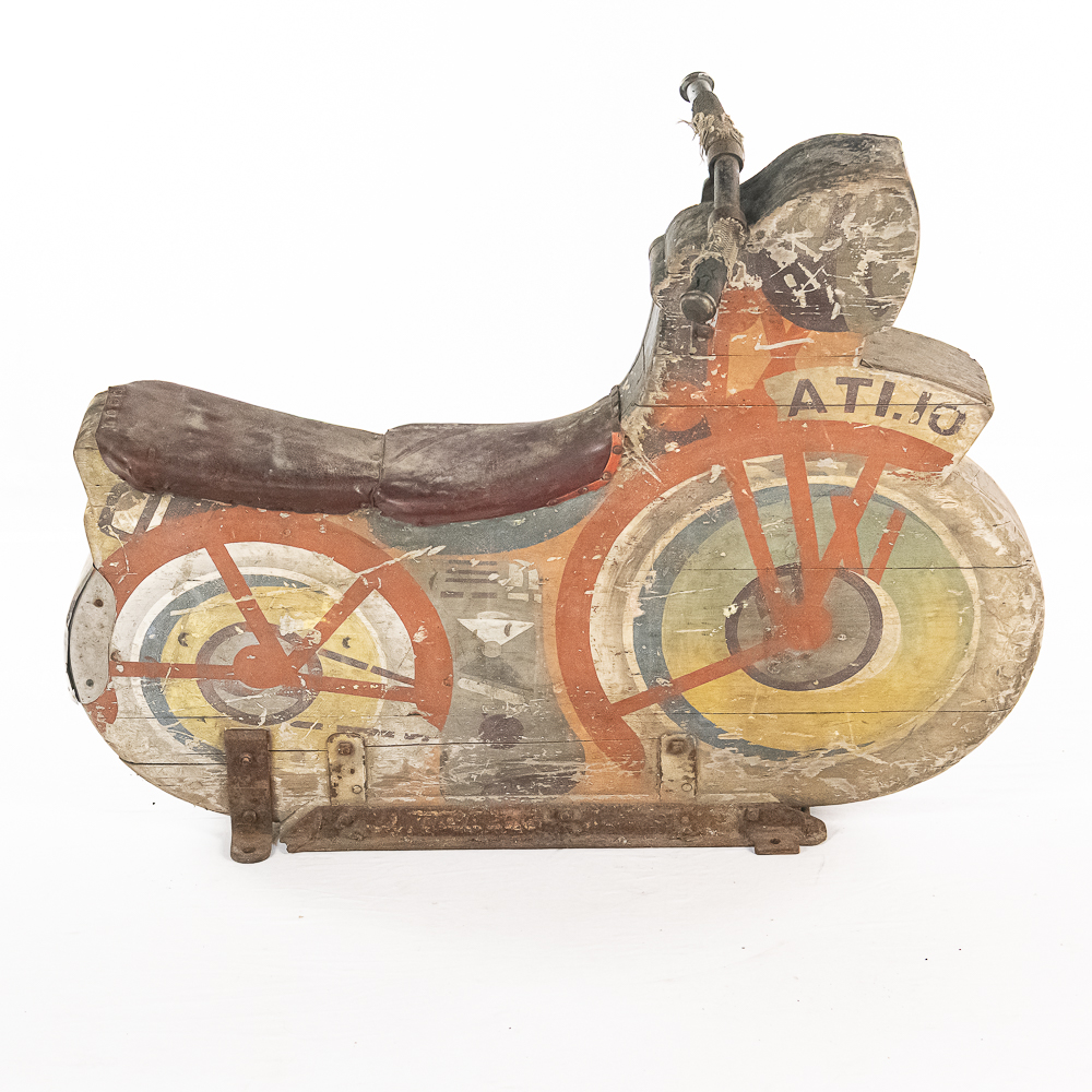 Vintage Wooden Carousel Motorcycle