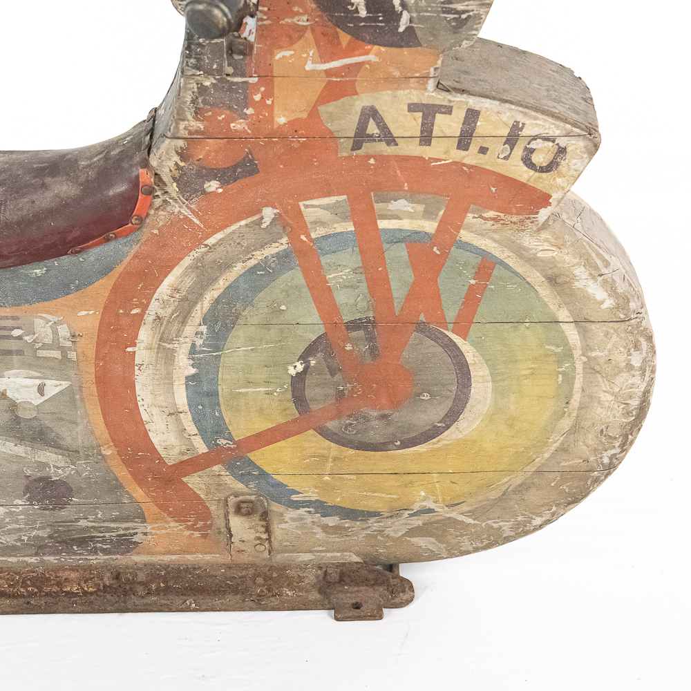 Vintage Wooden Carousel Motorcycle