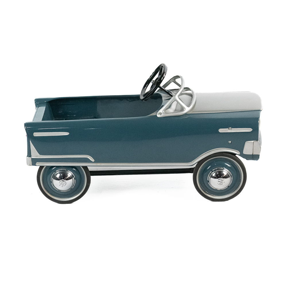 Restored Vintage Steel Pedal Car / Blue and Silver