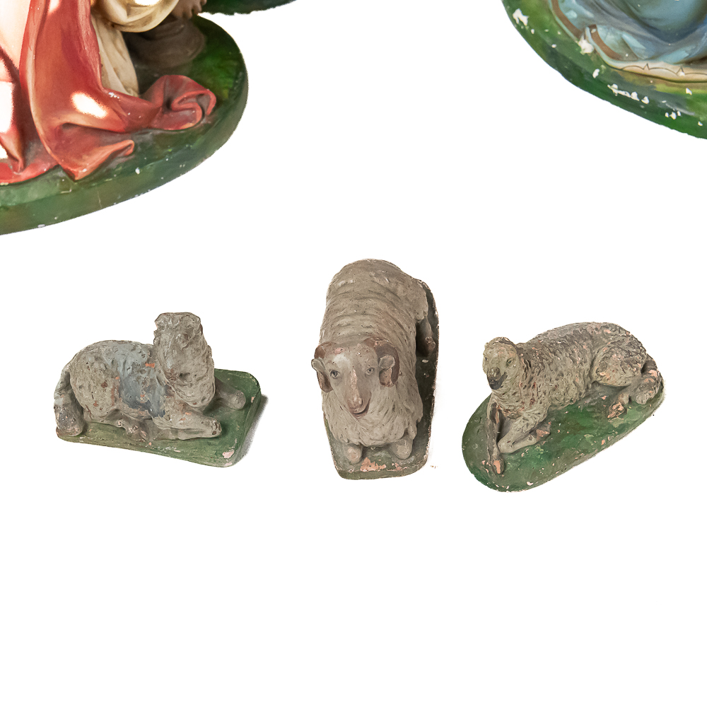 Vintage 23-Piece Chalkware Nativity Set
