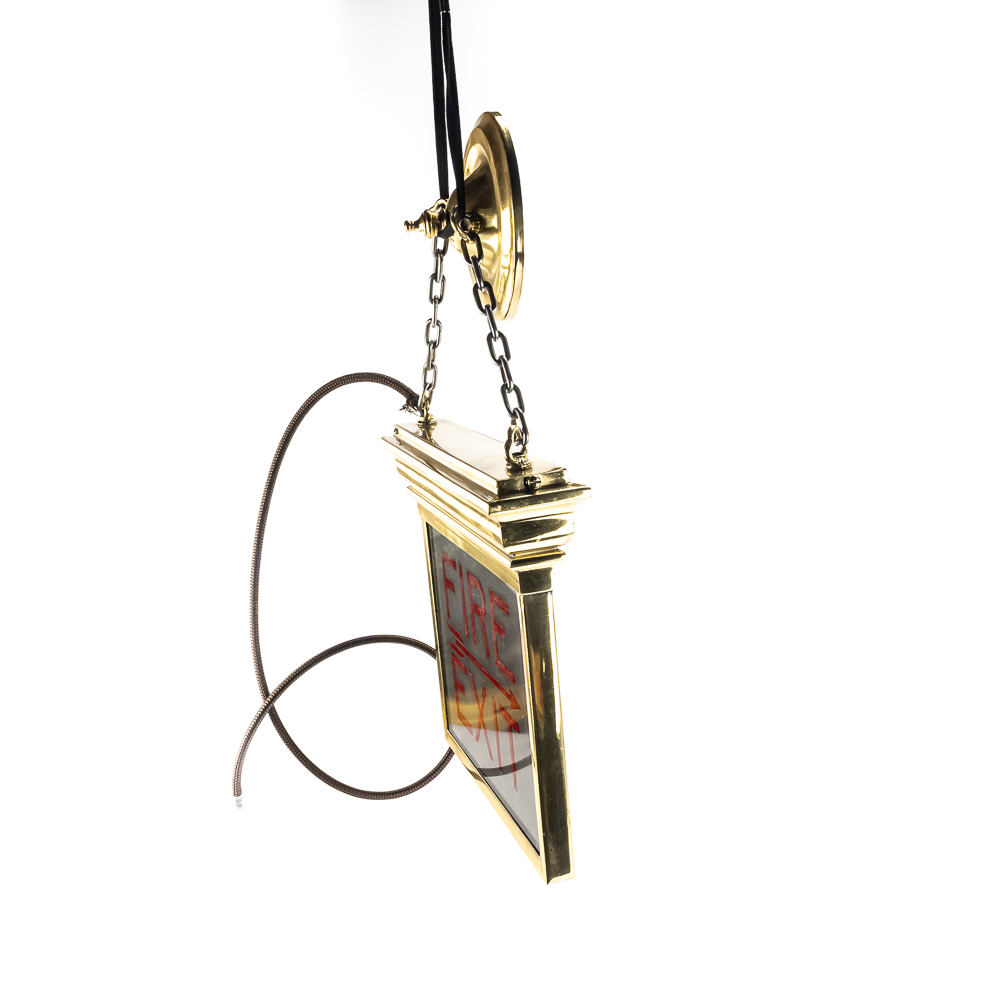 Vintage Brass Back-Lit Double-Sided Fire Exit Sign
