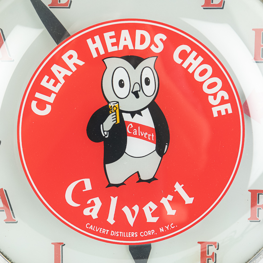 Vintage Calvert Whiskey Lighted Advertising Clock