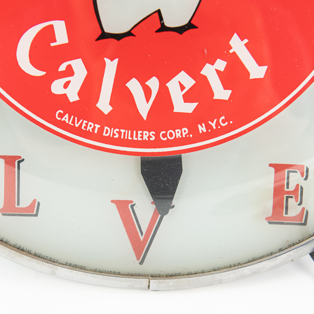 Vintage Calvert Whiskey Lighted Advertising Clock