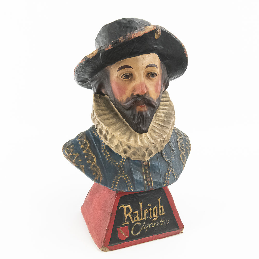 1920s Papier-Mache Raleigh Cigarettes Display Bust