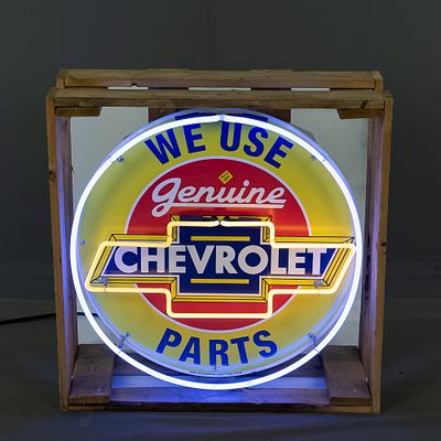 We Use Genuine Chevy Parts Neon Advertising Sign. Contemporary" "We Use Genuine Chevrolet Parts" 