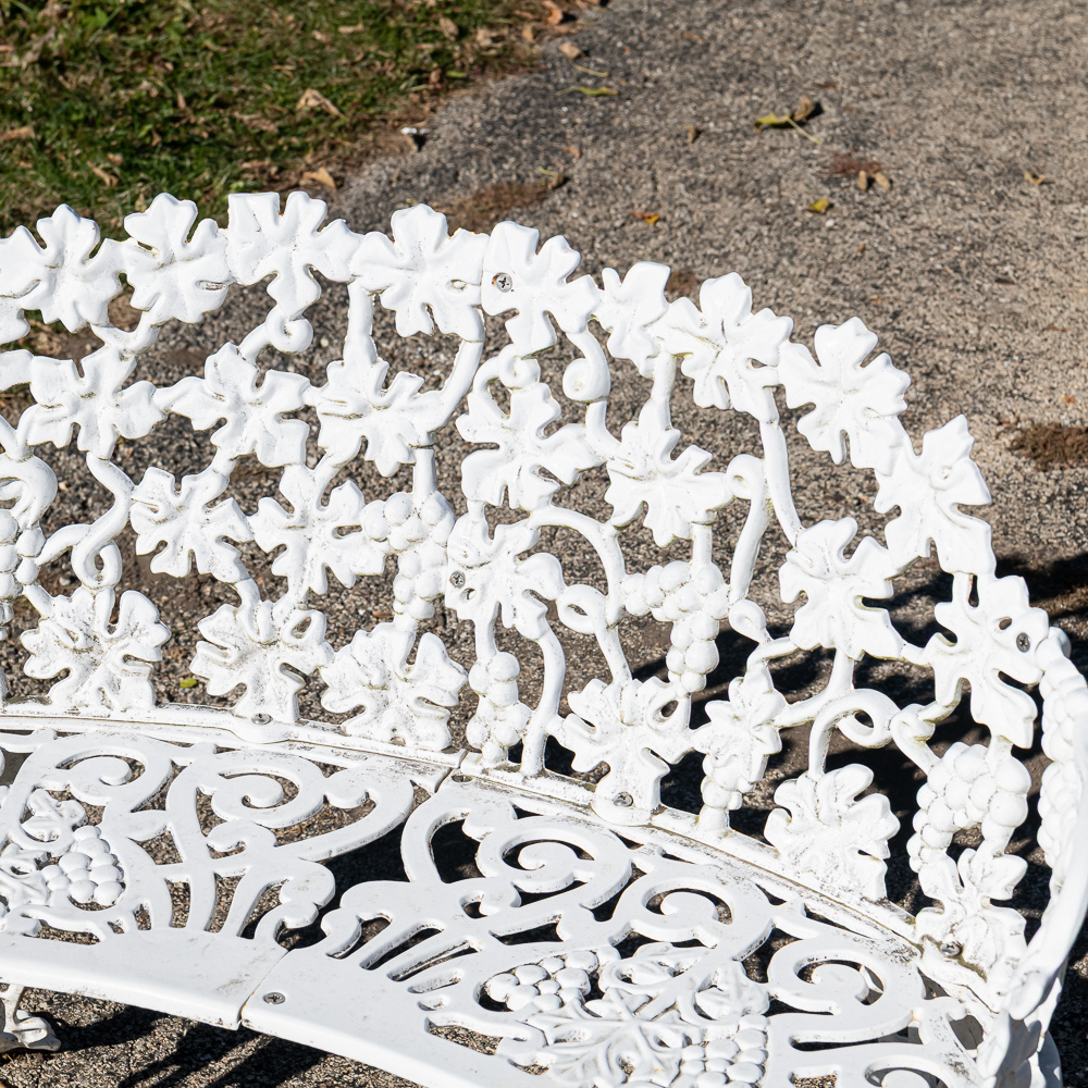 White Cast Metal Curved Garden Bench