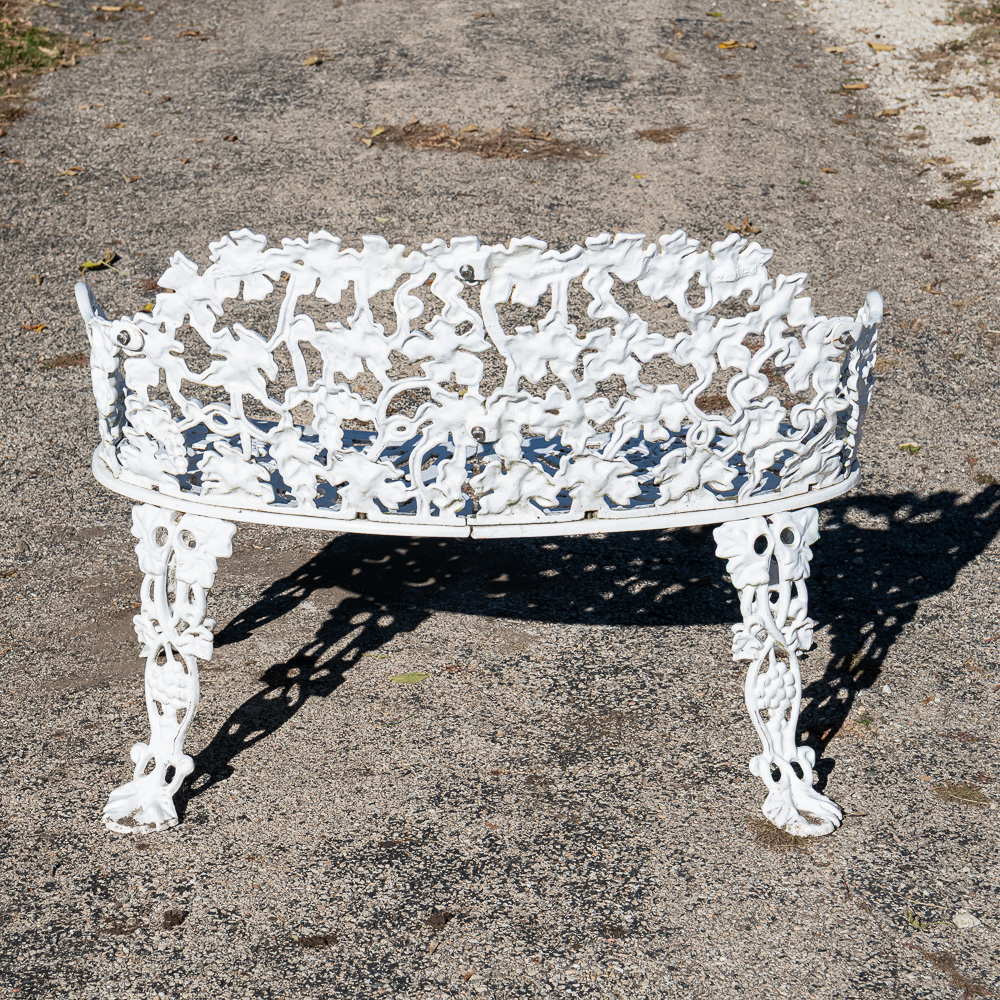 White Cast Metal Curved Garden Bench