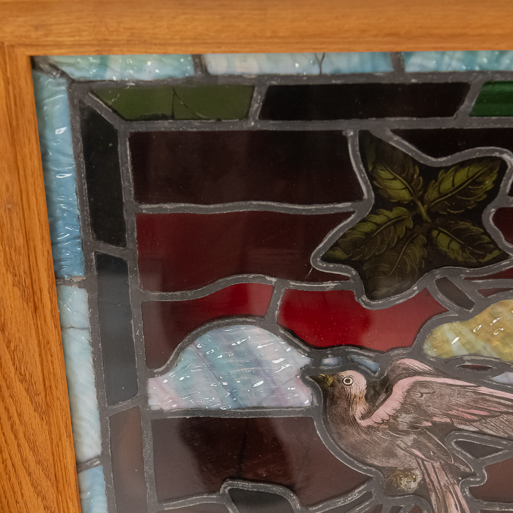 48" Framed Floral Stained Glass Lighted Panel