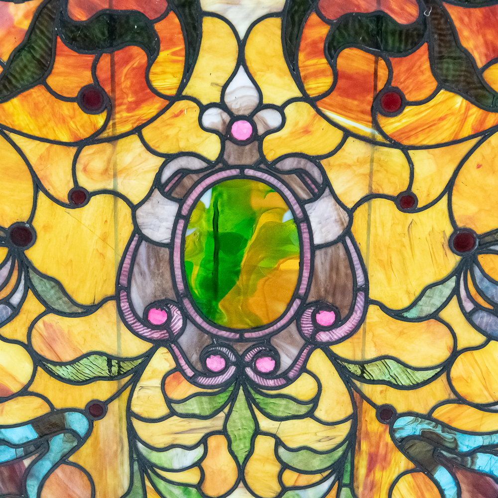 Large Antique Art Nouveau Stained Glass Window