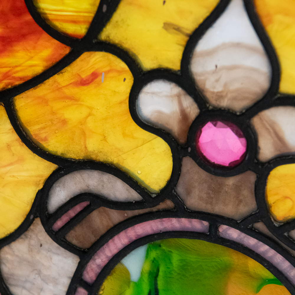 Large Antique Art Nouveau Stained Glass Window