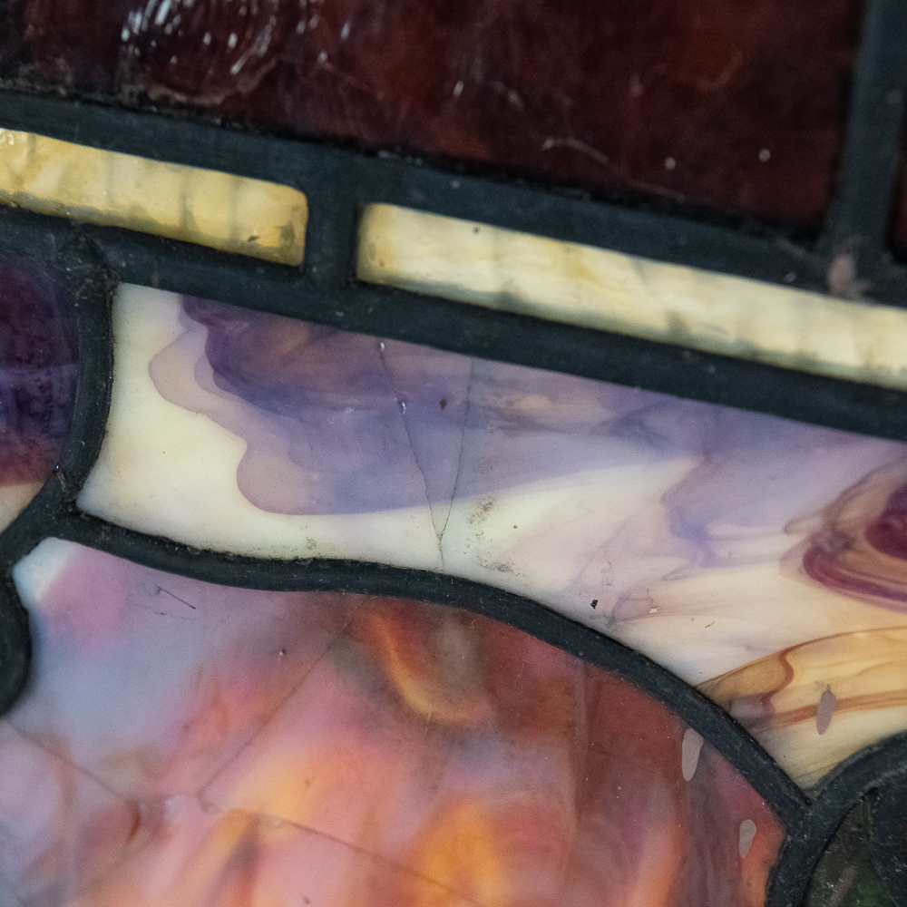 Large Antique Art Nouveau Stained Glass Window