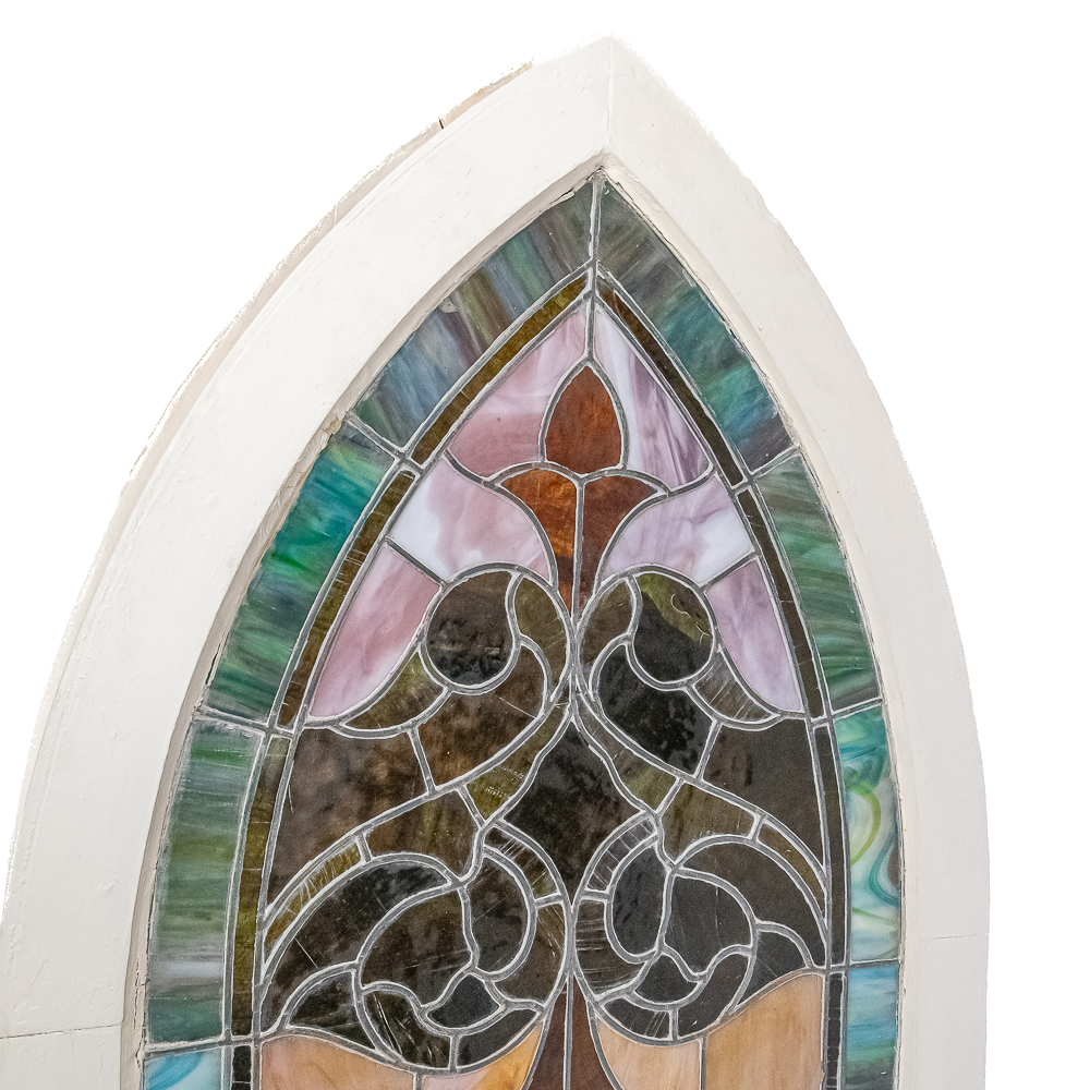 Antique Stained Glass Window "Scales of Justice"