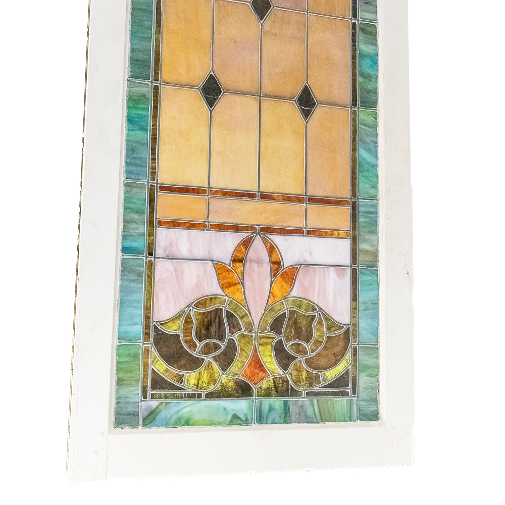 Antique Stained Glass Window "Scales of Justice"