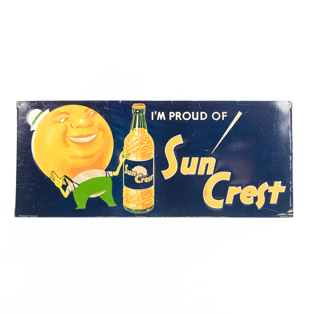 1940s Sun Crest Orange Man SST Advertising Sign