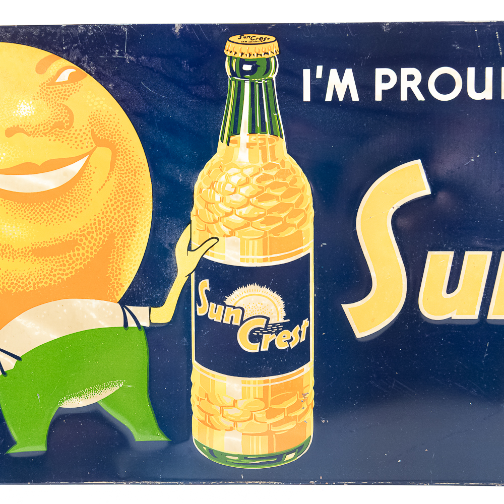 1940s Sun Crest Orange Man SST Advertising Sign