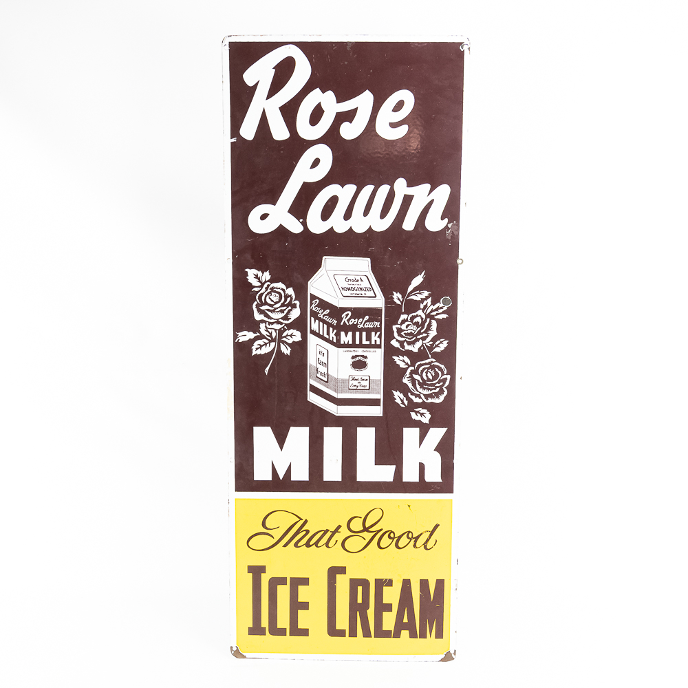 40" Rose Lawn Milk Ice Cream SSP Advertising Sign