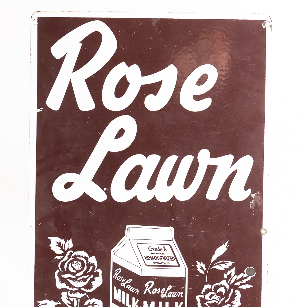 40" Rose Lawn Milk Ice Cream SSP Advertising Sign