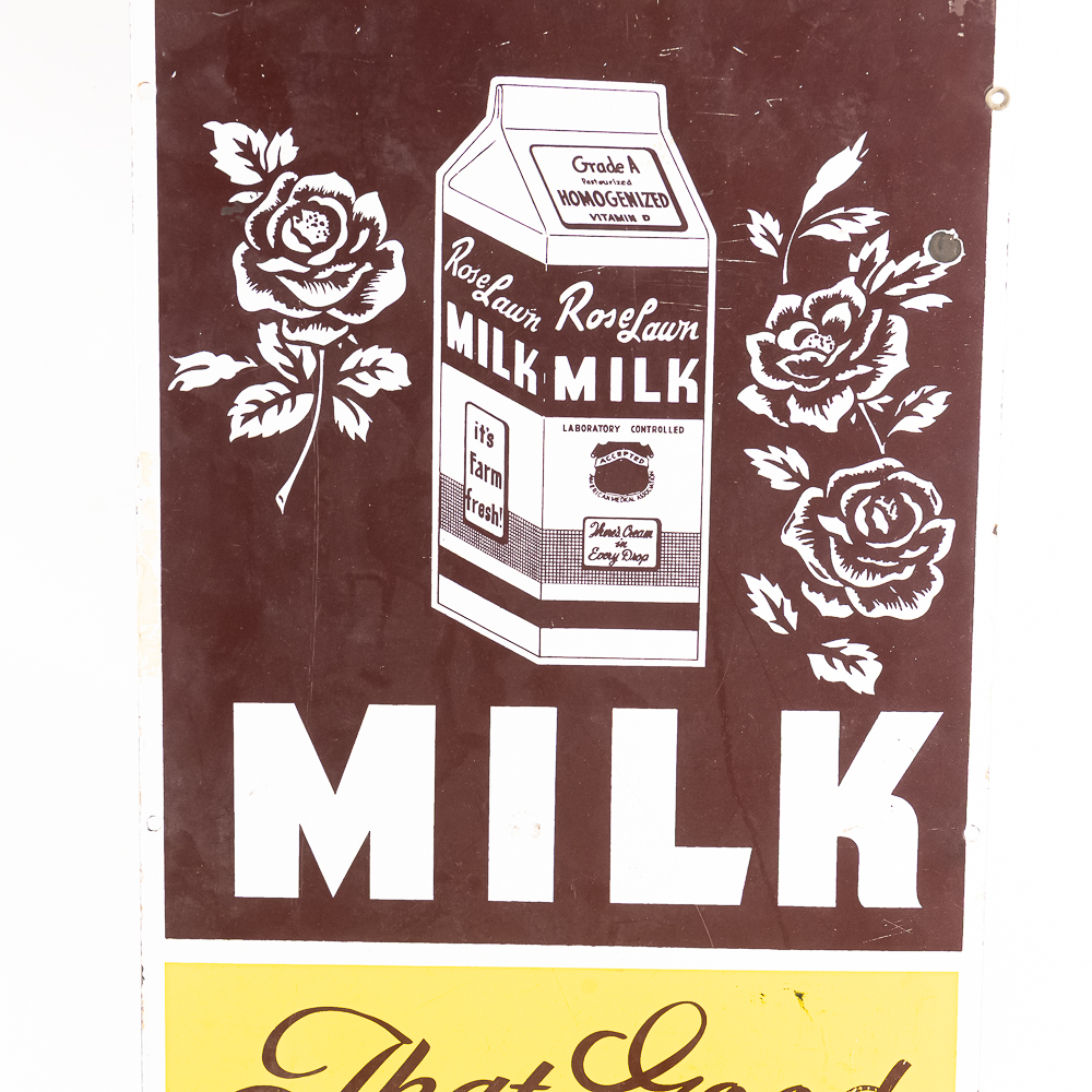 40" Rose Lawn Milk Ice Cream SSP Advertising Sign