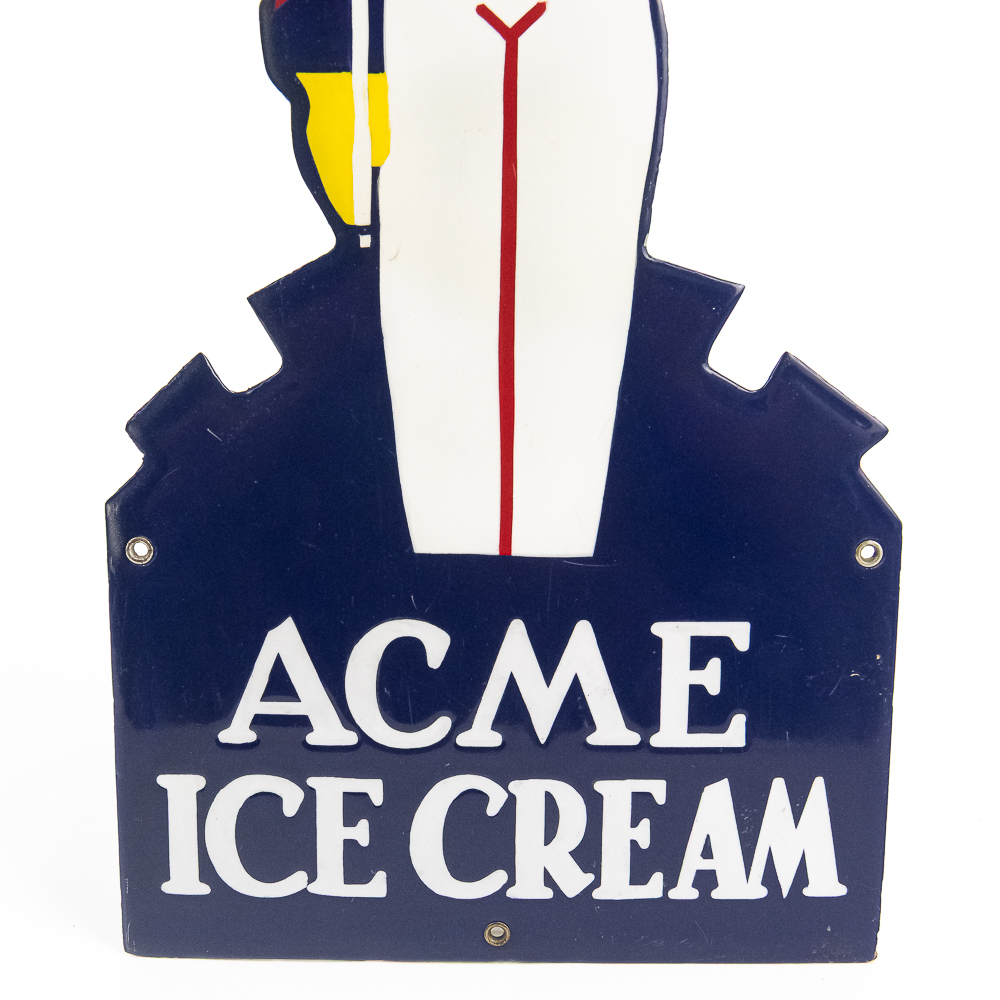 1930s ACME Ice Cream Quality Guard SSP Ad Sign TAG