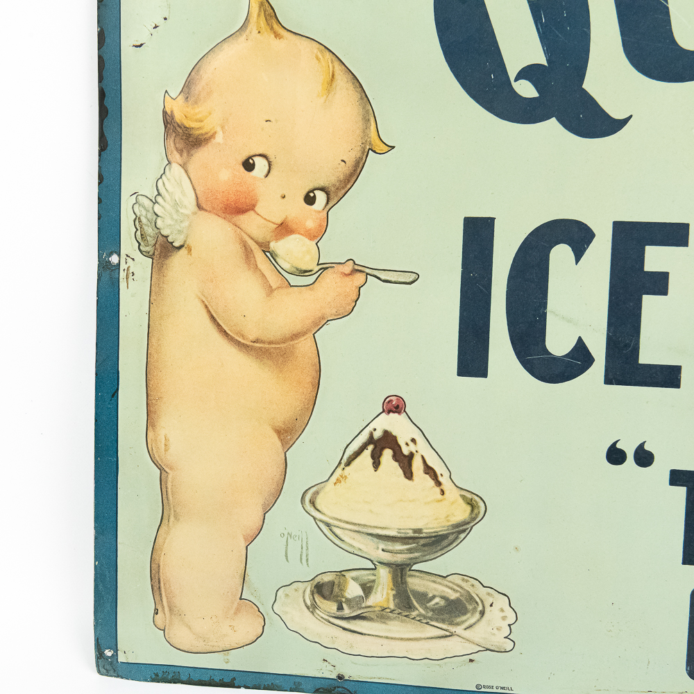 Quaker Ice Cream Rose O'Neill Kewpie SST Ad Sign
